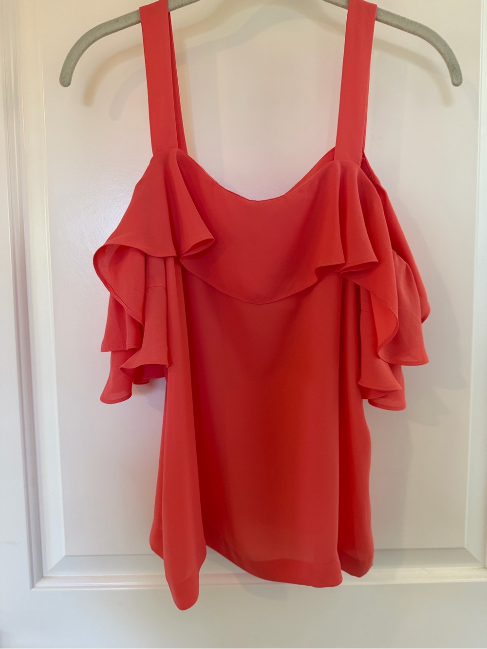 J. Crew Coral Ruffle Cold-Shoulder Cami